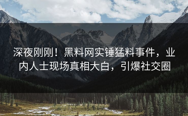 深夜刚刚！黑料网实锤猛料事件，业内人士现场真相大白，引爆社交圈
