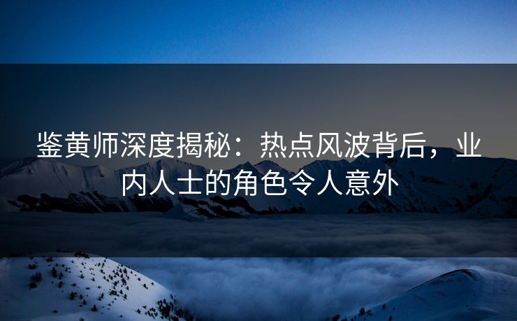 鉴黄师深度揭秘：热点风波背后，业内人士的角色令人意外