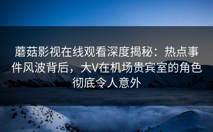 蘑菇影视在线观看深度揭秘：热点事件风波背后，大V在机场贵宾室的角色彻底令人意外
