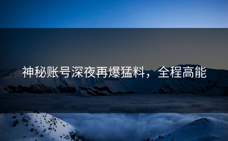 神秘账号深夜再爆猛料，全程高能