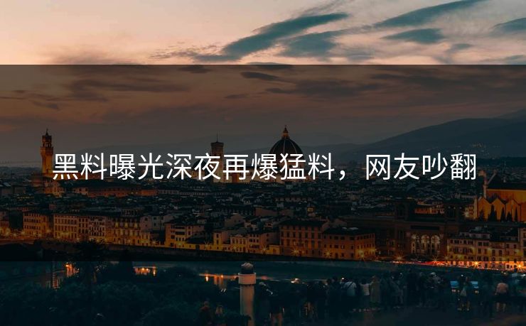 黑料曝光深夜再爆猛料，网友吵翻