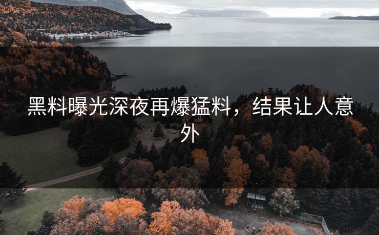 黑料曝光深夜再爆猛料，结果让人意外
