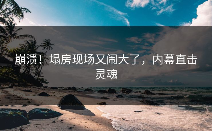 崩溃！塌房现场又闹大了，内幕直击灵魂