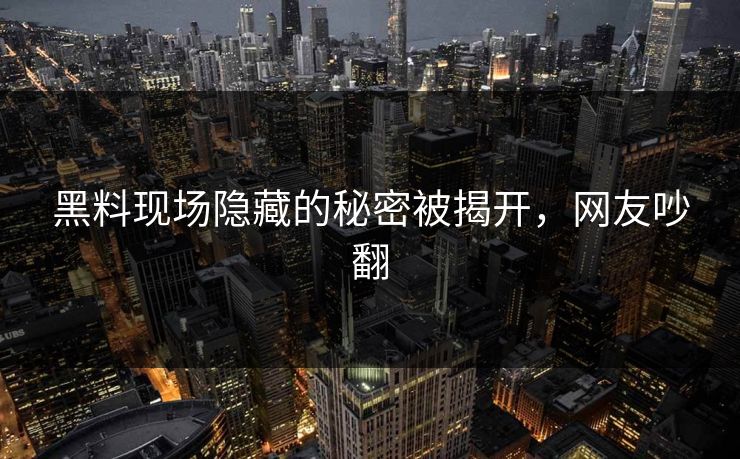 黑料现场隐藏的秘密被揭开，网友吵翻