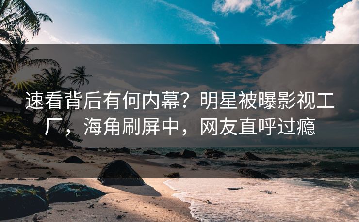 速看背后有何内幕？明星被曝影视工厂，海角刷屏中，网友直呼过瘾